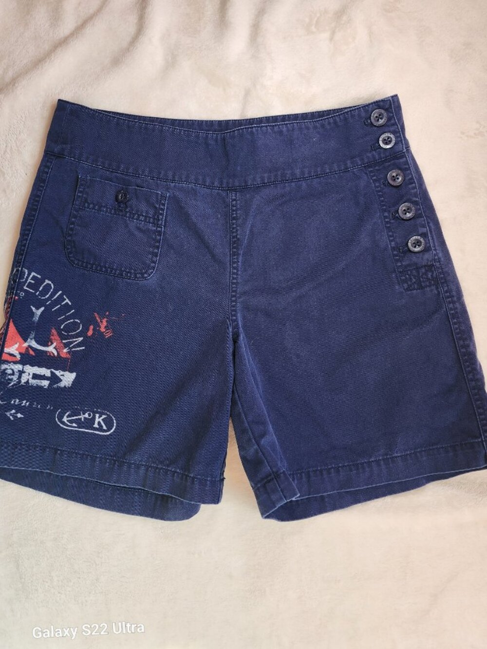 Ralph Lauren Navy Button-Accent Bermuda Shorts